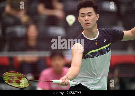 Sydney, Australia. 08th Oct, 2022. Jack Yu (Australia) seen in action during 2022 Sydney International Men's Single quarter finals match against Chen Chi Ting of Chinese Taipei. Yu lost the match 11-21, 16-21. Credit: SOPA Images Limited/Alamy Live News Stock Photo