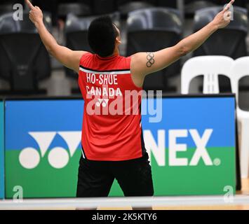 Sydney, Australia. 08th Oct, 2022. Jason Anthony Ho-Shue (Canada) seen in action during 2022 Sydney International Men's Single quarter finals match against Su Li Yang of Chinese Taipei. Ho-Shue won the match 21-19, 21-17. Credit: SOPA Images Limited/Alamy Live News Stock Photo