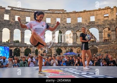 Caitlyn Schrepfer from the USA is the winner of the world finals of the Red Bull Street Style competition held in the Arena in Pula, Croatia on October 8, 2022. Photo by Srecko Niketic/PIXSELL/ABACAPRESS.COM Stock Photo