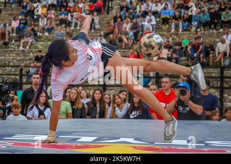 Caitlyn Schrepfer from the USA is the winner of the world finals of the Red Bull Street Style competition held in the Arena in Pula, Croatia on October 8, 2022. Photo by Srecko Niketic/PIXSELL/ABACAPRESS.COM Stock Photo