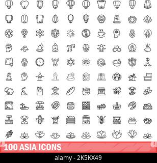 Floating lantern icons set. Outline set of floating lantern vector ...