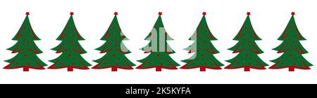 Seven Christmas trees isolated on white background Stock Photo