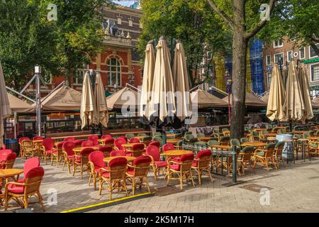 Amsterdam, Netherlands. October 2022. The terraces on the Leidseplein in Amsterdam. High quality photo Stock Photo