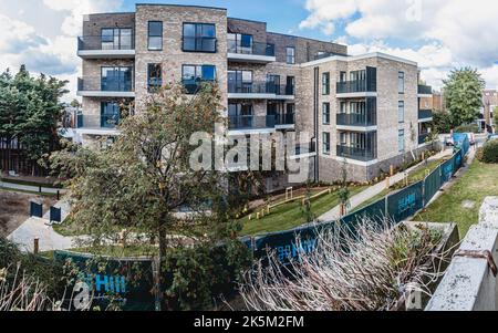 Newly built, The Hill Group residential flats in northwest London. Stock Photo
