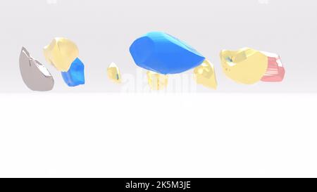 Precious colored gems in abstract 3d style intro 3d render Stock Photo