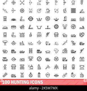 Safari Or Hunting Icons Black & White Set Big Stock Vector Image & Art ...