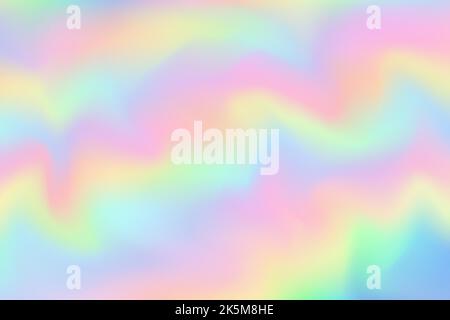 Rainbow mesh gradient background. Color blurred waves. Abstract holographic texture. Unicorn pastel wallpaper. Vector illustration. Stock Vector