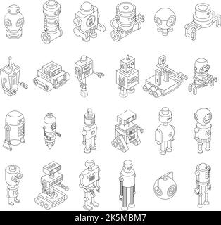 Robot transoutline thin lne isolated on white Stock Vector