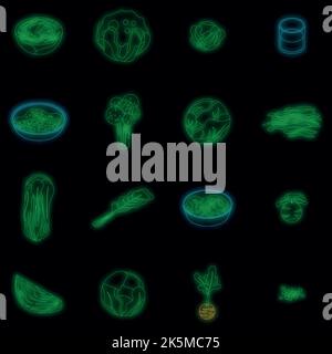 Cabbage icons set. Isometric set of cabbage vector icons neon color on black Stock Vector