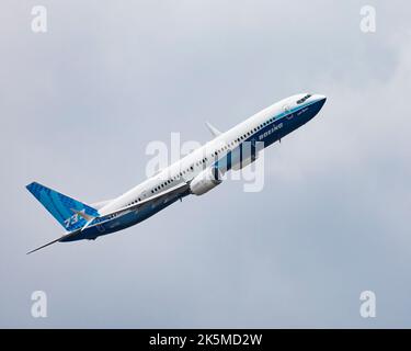 Boeing's New 737 Max-10 Flying At The 2022 Farnborough International 