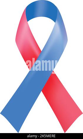 Realistic blue and red silk ribbon with a loop. pray for Haiti affected by the earthquake, wildfire and other natural disasters. Vector illustration Stock Vector