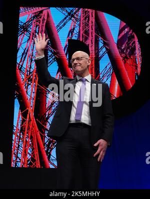 Deputy First Minister John Swinney after his speech at the SNP conference at The Event Complex Aberdeen (TECA) in Aberdeen , Scotland. Picture date: Sunday October 9, 2022. Stock Photo