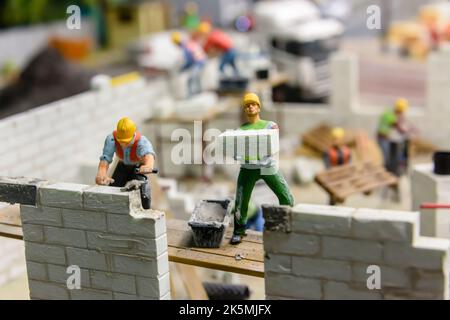Miniature model of a building site , at Kolejkowo, Wrocław, Wroclaw, Wroklaw, Poland Stock Photo