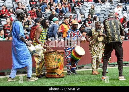 Sydney, Australia. 8th October 2022 : CommBank Stadium, Sydney, Australia; A-League football Western Sydney Wanderers versus Perth FC; a colourful band provides half time entertainment Credit: Action Plus Sports Images/Alamy Live News Stock Photo