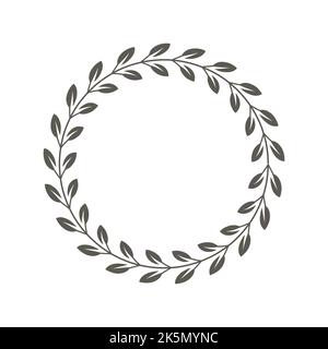 Leaf floral wreath. Circle frame template with leaves. Stock Vector