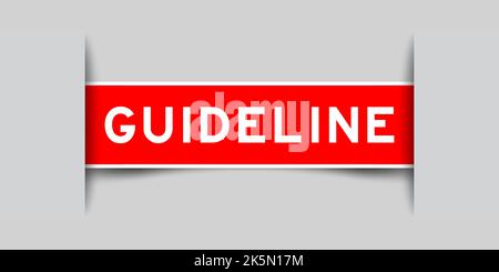 Inserted red color label sticker with word guideline on gray background Stock Vector