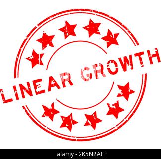 Grunge red linear growth word with star icon round rubber seal stamp on white background Stock Vector