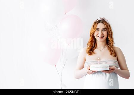 happy pregnant woman party celebration festive Stock Photo