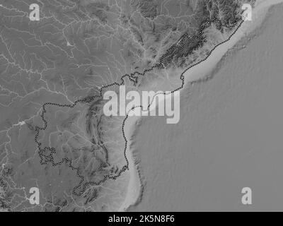 Andhra Pradesh, state of India. Grayscale elevation map with lakes and rivers Stock Photo