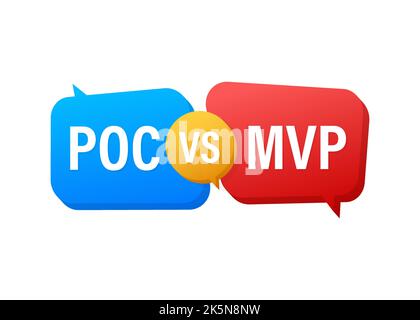 MVP vs POC symbol. Minimum viable product and POC. Vector stock illustration. Stock Vector