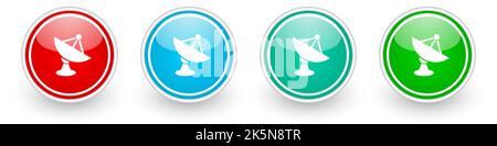 Antenna, satellite, dish, radar icon vector icons, colorful glossy buttons on white Stock Vector