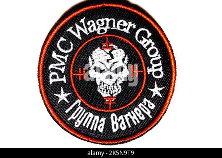 View of a logo of the Russian private military company 'Wagner Group' on white background Stock Photo