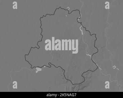 National Capital Territory of Delhi, union territory of India. Grayscale elevation map with lakes and rivers Stock Photo