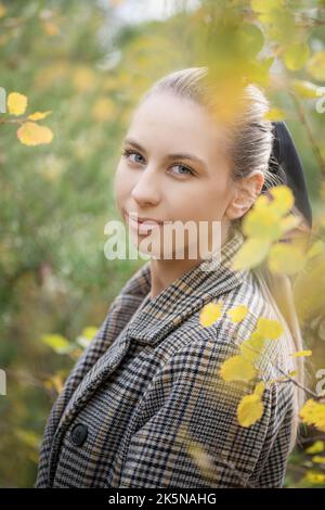 Beautiful girl on a sunny day in the forest. Stock Photo