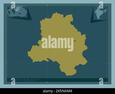 National Capital Territory of Delhi, union territory of India. Solid color shape. Corner auxiliary location maps Stock Photo