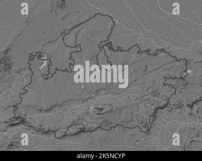 Madhya Pradesh, state of India. Bilevel elevation map with lakes and rivers Stock Photo