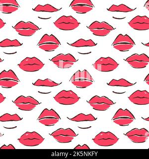 Seamless red leaps pattern hand painted with ink brush on white background. Vector illustration Stock Vector