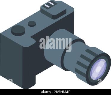 Travel camera icon isometric vector. Globe map. Cruise tour Stock Vector