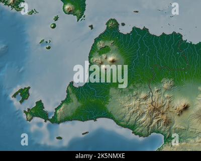 Banten province of Indonesia. Elevation map colored in wiki style