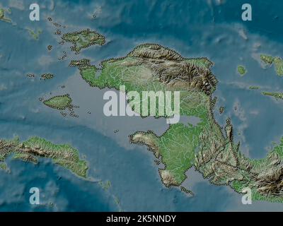 Irian Jaya Barat, province of Indonesia. Elevation map colored in wiki style with lakes and rivers Stock Photo