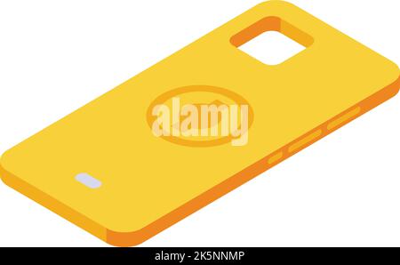 Yellow hard case icon isometric vector. Mobile cover. Smart glass Stock Vector