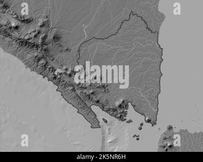 Lampung, province of Indonesia. Bilevel elevation map with lakes and rivers Stock Photo
