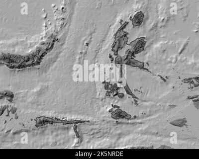 Maluku Utara, province of Indonesia. Bilevel elevation map with lakes and rivers Stock Photo