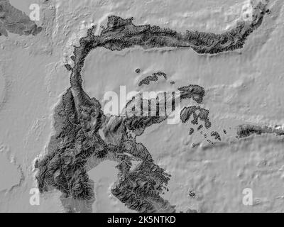 Sulawesi Tengah, province of Indonesia. Bilevel elevation map with lakes and rivers Stock Photo