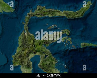 Sulawesi Tengah, province of Indonesia. Low resolution satellite map Stock Photo