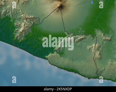 Yogyakarta, special region of Indonesia. Colored elevation map with lakes and rivers Stock Photo