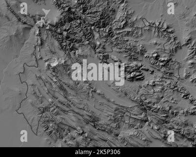 Kermanshah, province of Iran. Bilevel elevation map with lakes and rivers Stock Photo