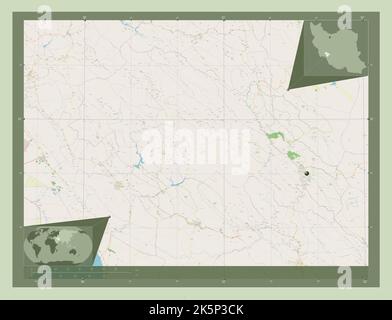 Kohgiluyeh and Buyer Ahmad, province of Iran. Open Street Map. Corner auxiliary location maps Stock Photo