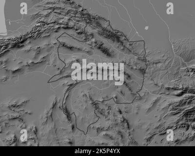 Razavi Khorasan, province of Iran. Bilevel elevation map with lakes and rivers Stock Photo