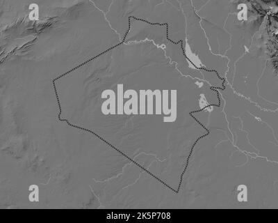 Al-Anbar, province of Iraq. Bilevel elevation map with lakes and rivers Stock Photo