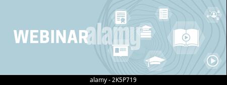 Simple Webinar Online Learning Banner Background with Icons Stock Vector
