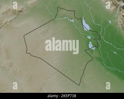 Al-Anbar, province of Iraq. Elevation map colored in wiki style with lakes and rivers Stock Photo