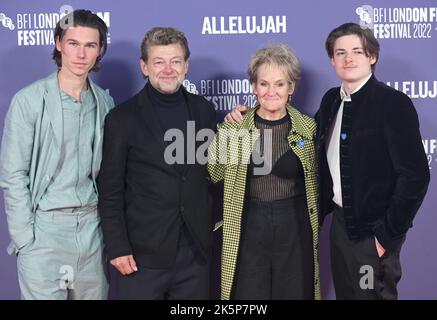 Photo Must Be Credited ©Alpha Press 085000 09/10/2022 Lorraine Ashbourne, Andy Serkis with their son Louis Ashbourne Serkis Allelujah Premiere During the 66th BFI British Film Institute London Film Festival In London Stock Photo