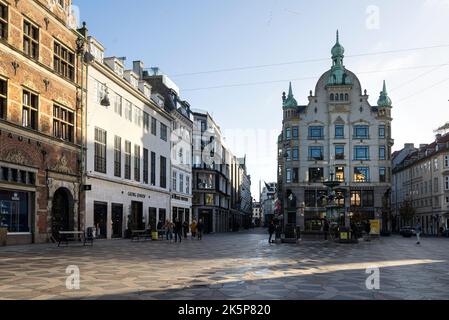 Copenhagen, Denmark. October 2022. Panoramic view of the Amagertorv square in the city center Stock Photo