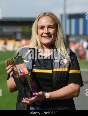 York, England -11th September 2022 - Grace field with Nines Trophy. Rugby League Betfred Championship, York City Knights vs Workington Town  at LNER Community Stadium, York, UK Stock Photo