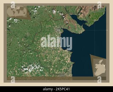 Louth, county of Ireland. High resolution satellite map. Corner auxiliary location maps Stock Photo